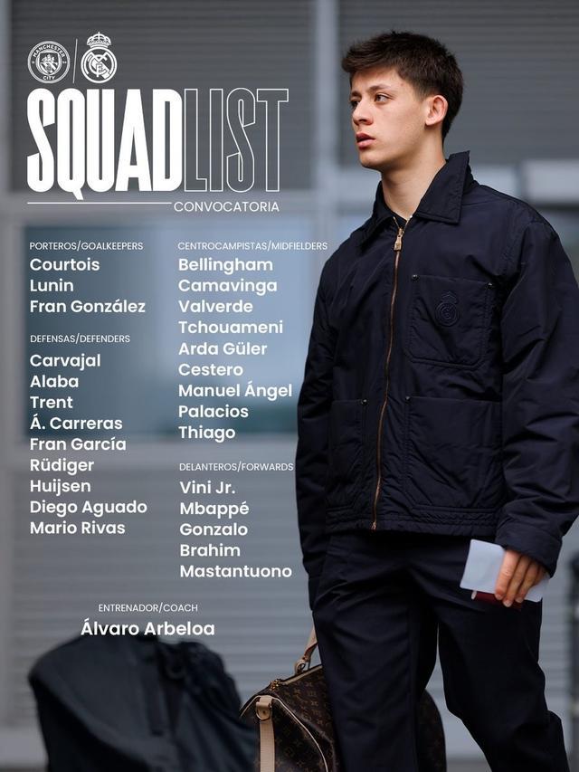 赛事直播-皇马欧冠客战曼城大名单：姆巴佩、贝林厄姆、卡雷拉斯回归